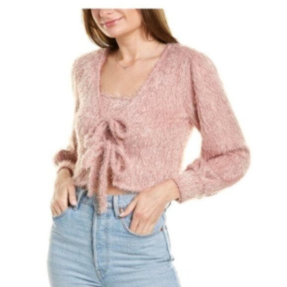 NWT SAGE Fuzzy Knit 2 Piece Mauve Sweater Medium